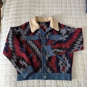 Vintage Wrangler Denim/Aztec Print Jacket - Size Small